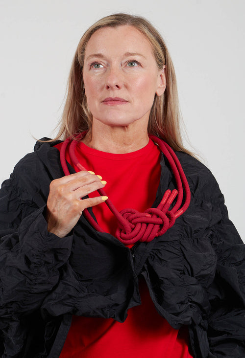 Knotted Double Strand Necklace in Red