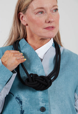 Knotted Double Strand Necklace in Black