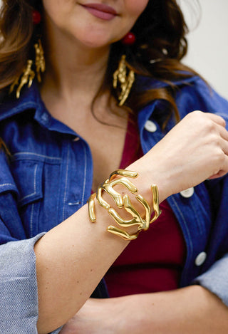 Coloured Branches Bracelet in Gold