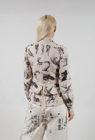 Waxed Bow Back Waistcoat in Noir Noir
