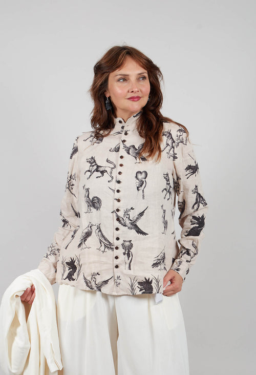 High Collar Shirt in Noir Noir