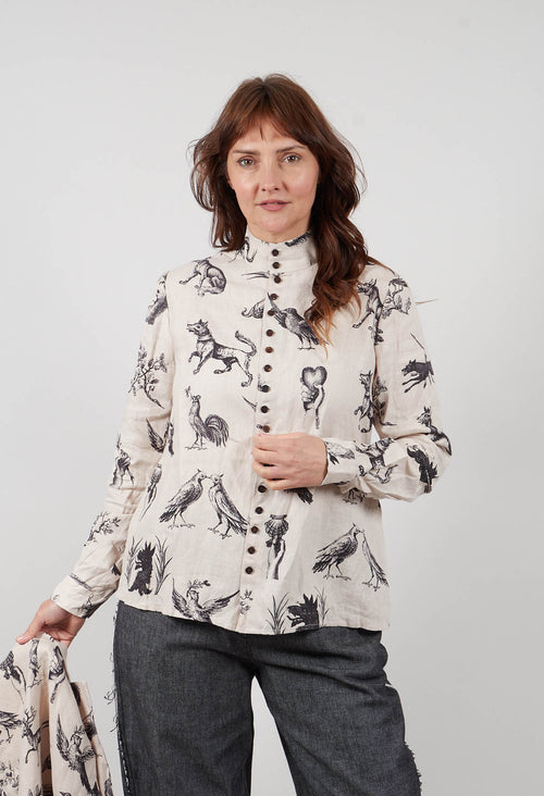High Collar Shirt in Noir Noir