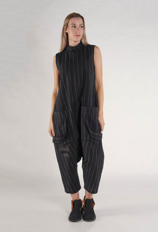 PRE-ORDER - Sleeveless Jumpsuit in Black Stripe - 1021309
