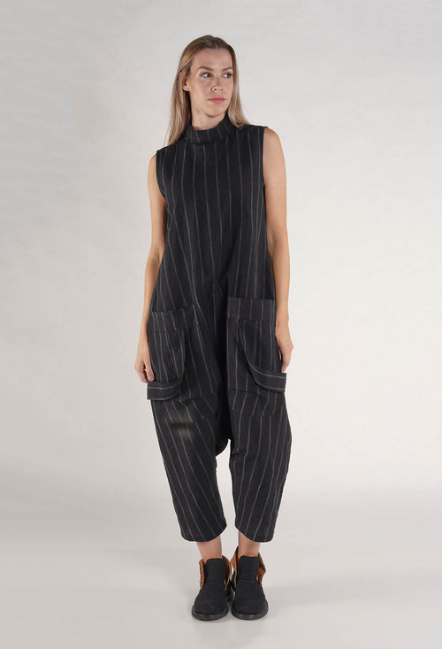 PRE-ORDER - Sleeveless Jumpsuit in Black Stripe - 1021309