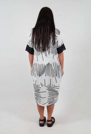 Oversized Shift Dress with Netting and Slip Dress in Black/White Print