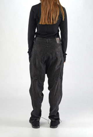 PRE-ORDER - Drop Crotch Trousers with Pockets in Turf Black - 1030107