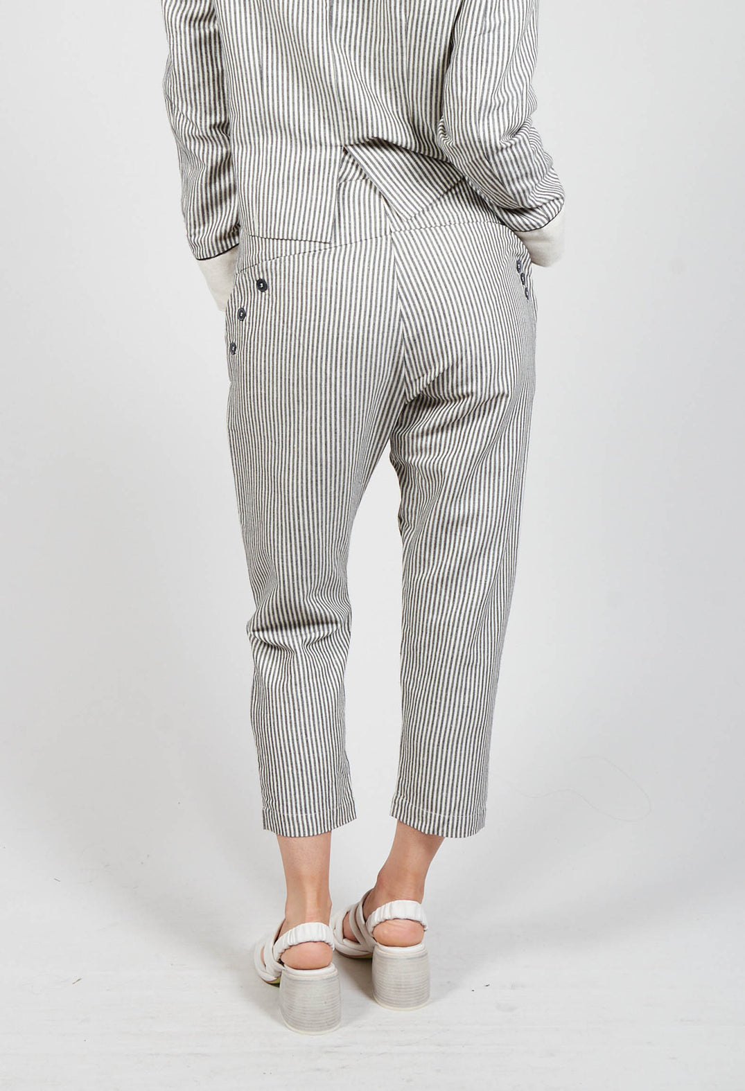 Striped High Waisted Peg Trousers in Unique