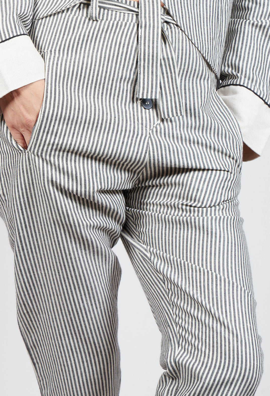 Striped High Waisted Peg Trousers in Unique