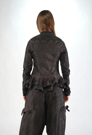 PRE-ORDER - Jacket with Frilled Hem in Turf Black (Pictured in Turf Wash) - 1031101