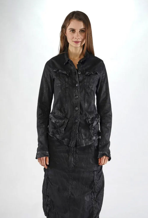 PRE-ORDER - Fitted Jacket with Pockets in Turf Wash (Pictured in Black Gloss) - 1031105