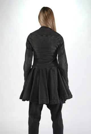 PRE-ORDER - Coat with Frilled Hem in Black Gloss (Pictured in Turf Black) - 1031206