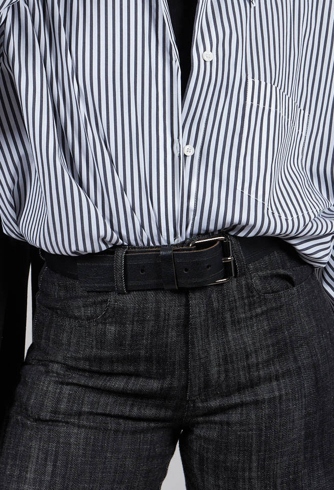 Leather Belt in Noir