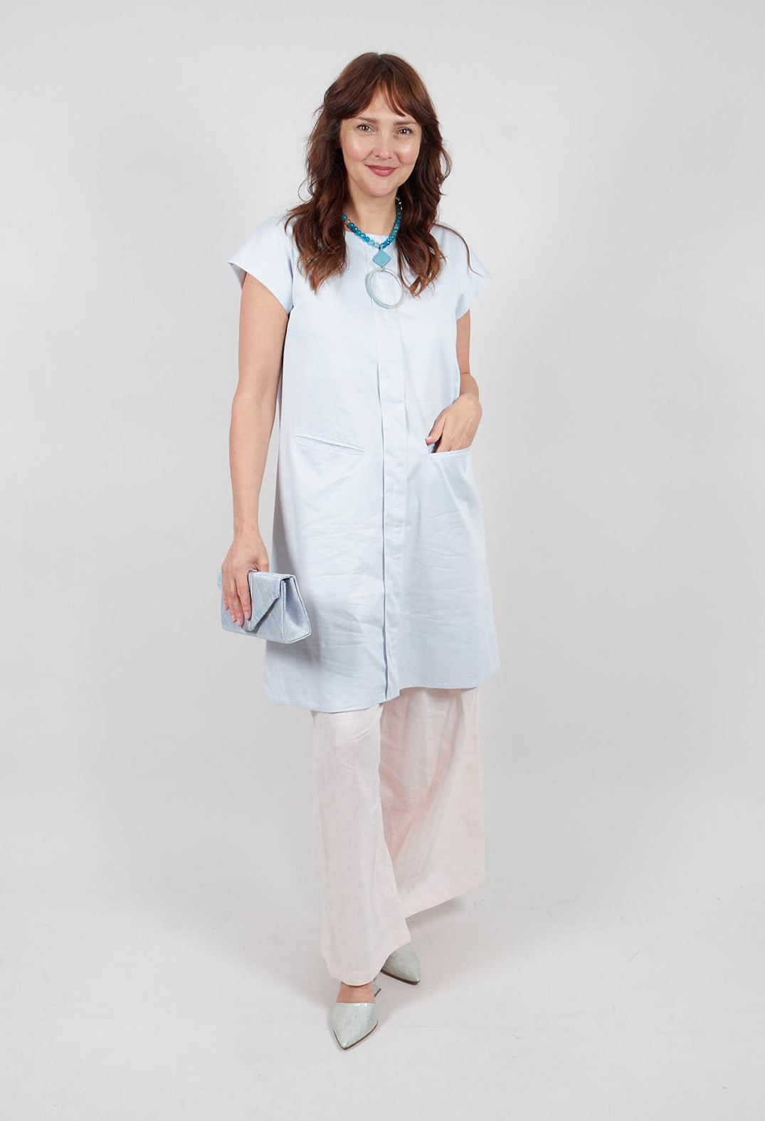 Oversized Tailored Dress with Pockets in Blue