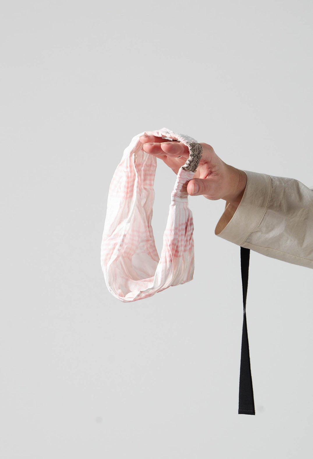 Headband in Coton Carreaux Rose