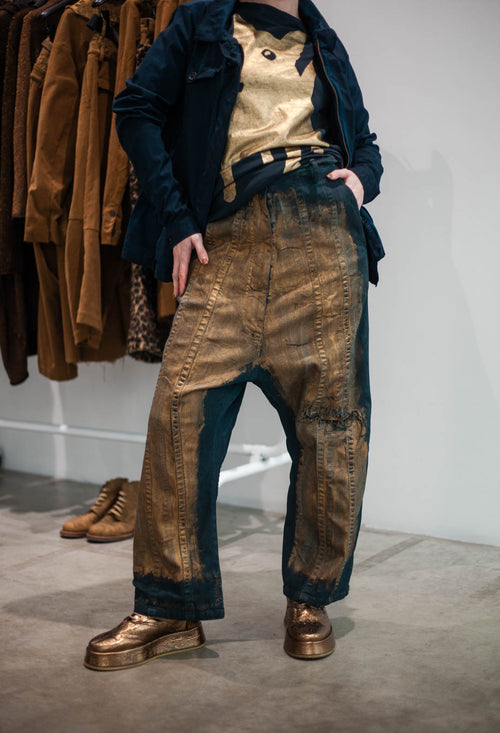 PRE-ORDER - Drop Crotch Jeans in Petrol Gold - 1040146