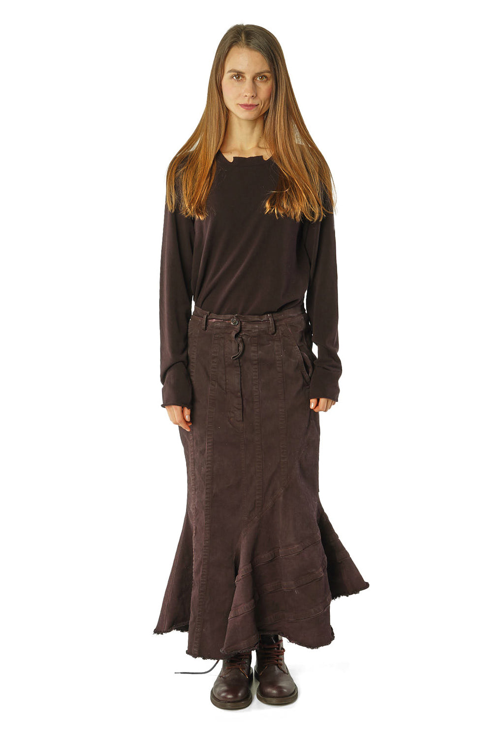 PRE-ORDER - Flared Hem Maxi Skirt in Purple Cloud - 1040304