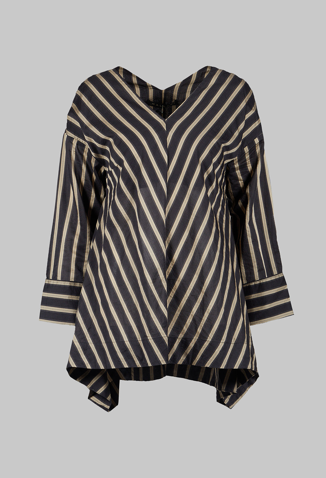 V Neck Striped Cross Over Top in Singapura Nero