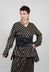 V Neck Striped Cross Over Top in Singapura Nero