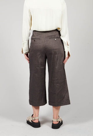 Cropped Wide Fit Striped Tailored Trousers in Balinese Fango