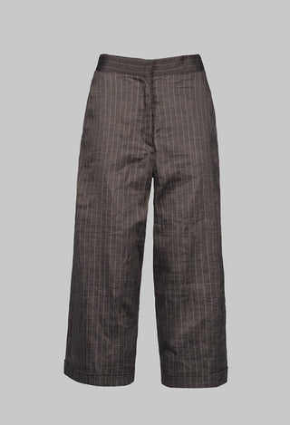 Cropped Wide Fit Striped Tailored Trousers in Balinese Fango