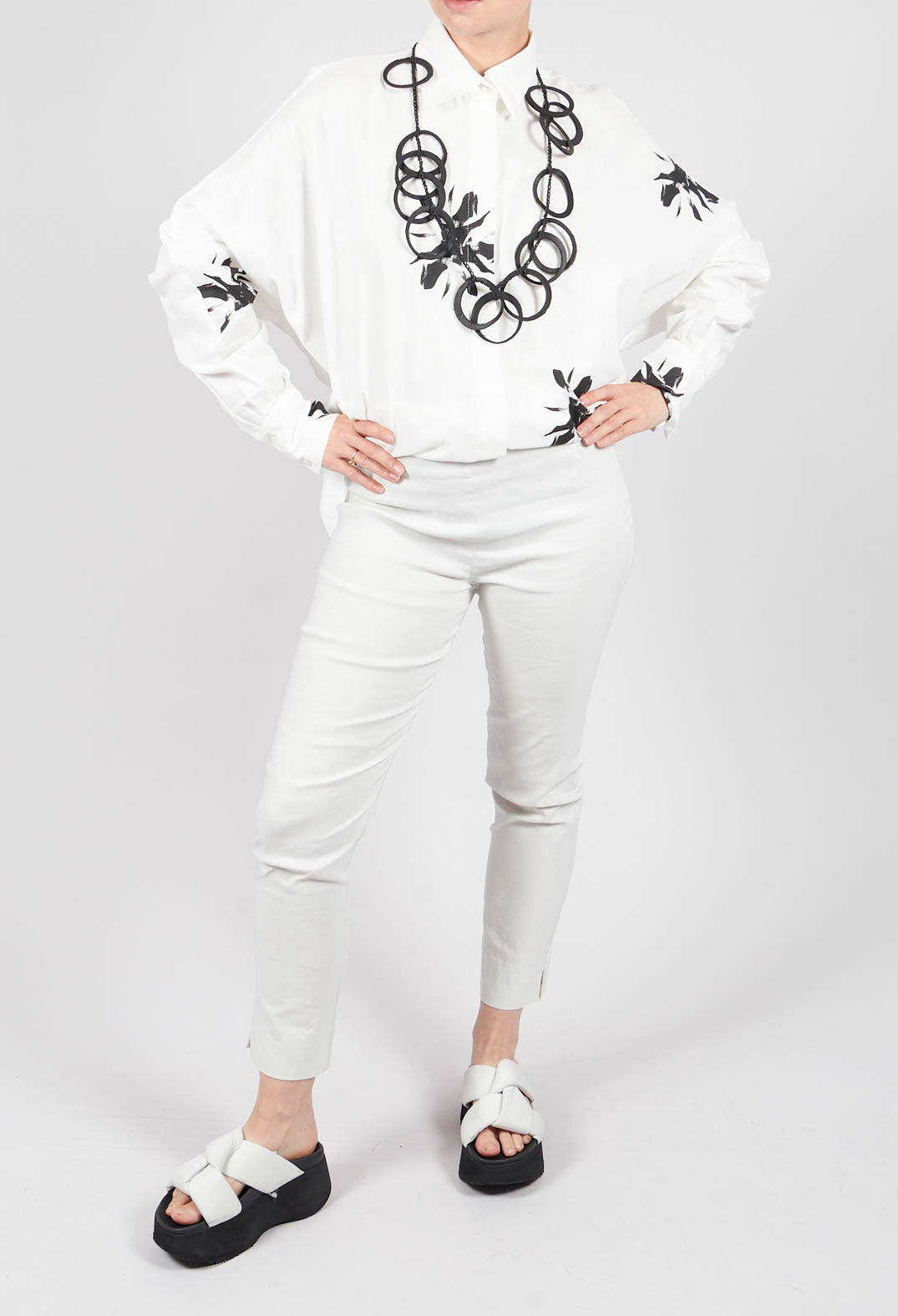 Stretch Ankle Grazor Trousers in Efesto Avorio