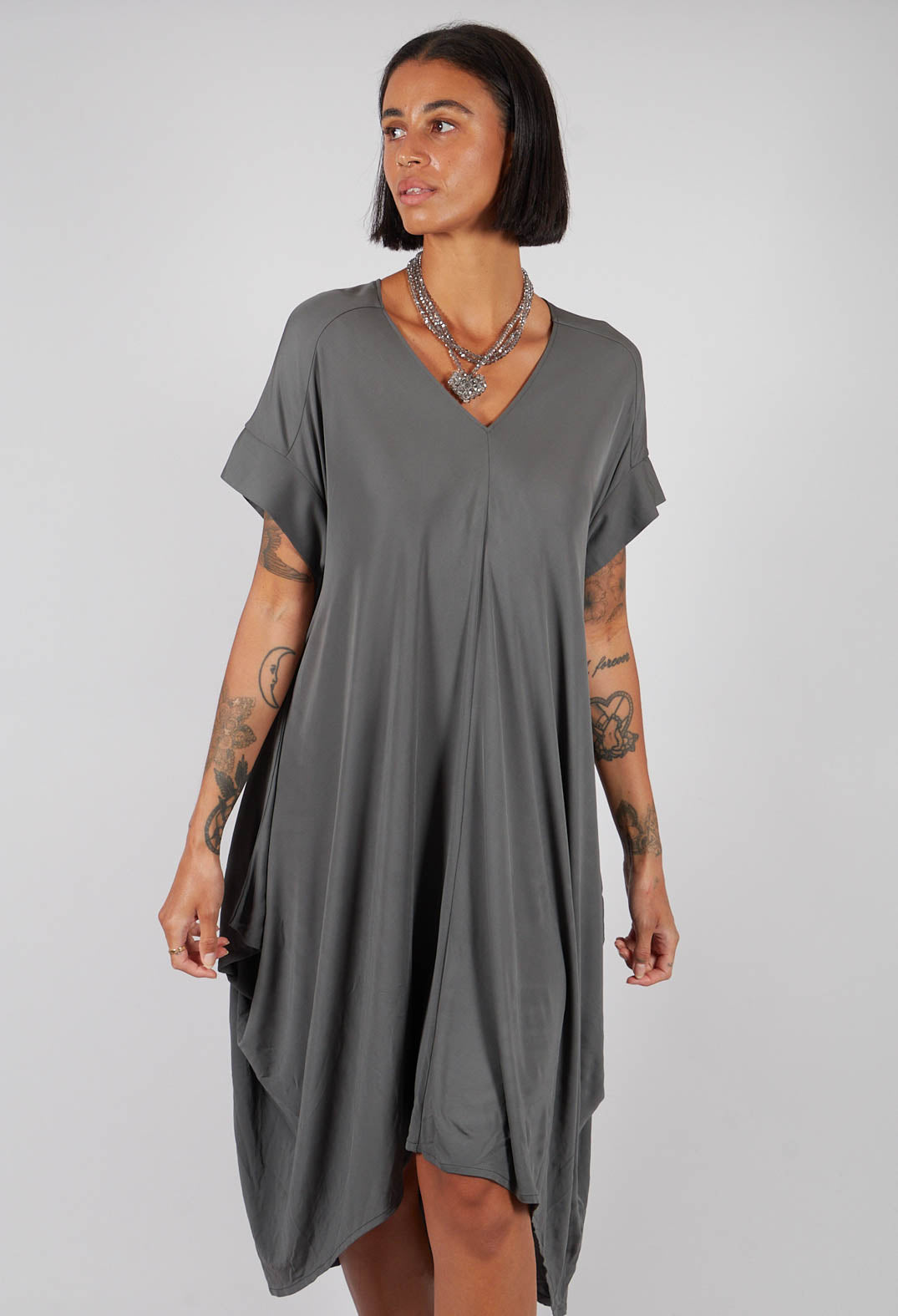Hankercheif Dress in Toyger Argilla