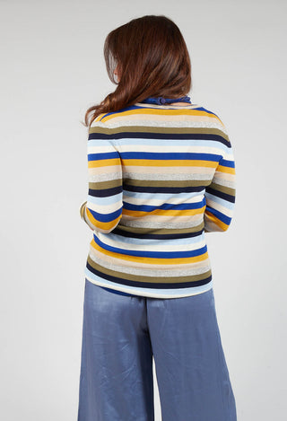 Fine Knit Striped Jumper in Blu/Multicolour