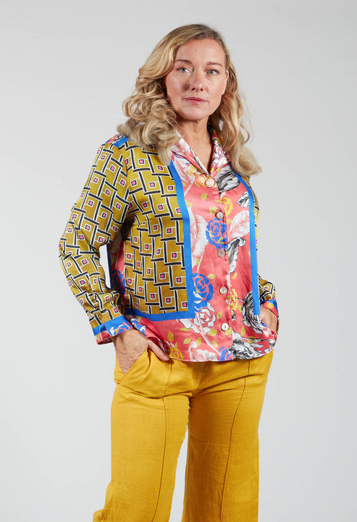 Patterned Blazer in Senape/Rosa