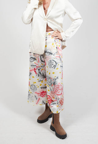 Printed Culottes in Naturale/Rosso/Nero