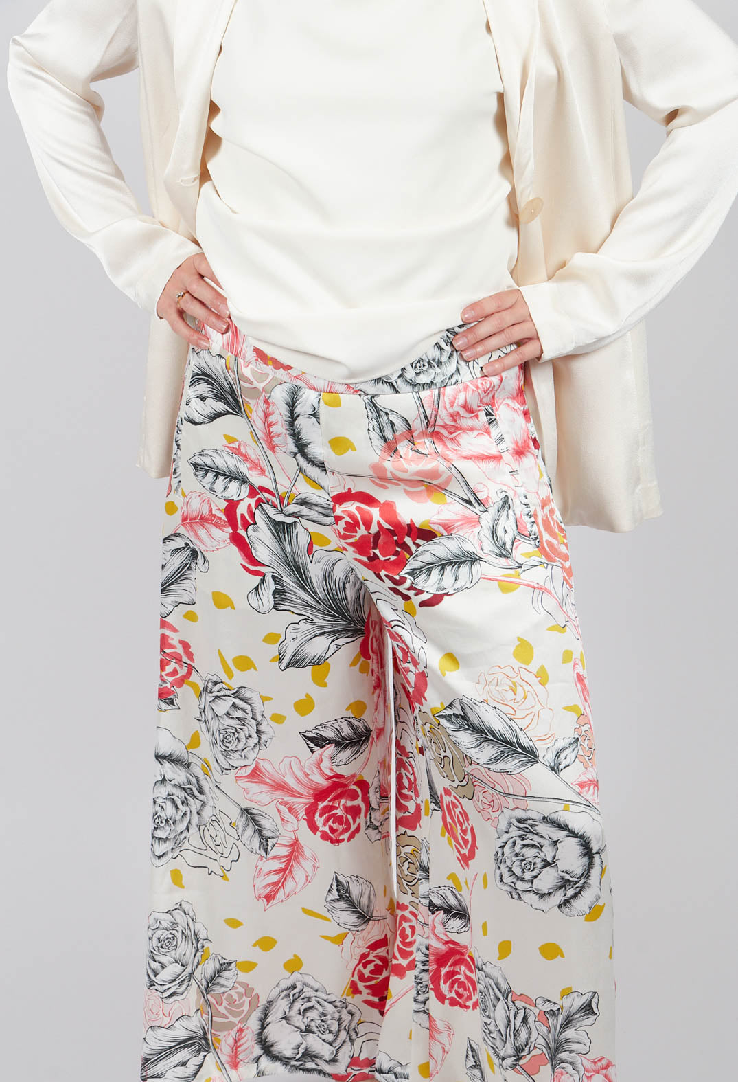 Printed Culottes in Naturale/Rosso/Nero