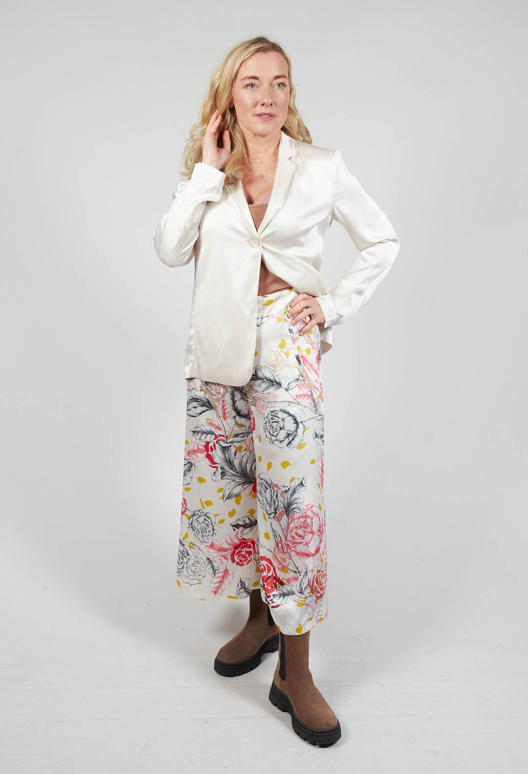 Printed Culottes in Naturale/Rosso/Nero