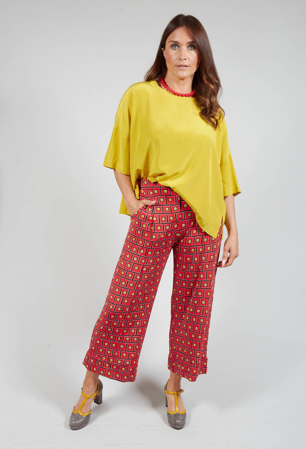 Printed Culottes in Rosso/Nero/B.Co