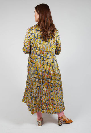 Printed Duster Coat in Senape/Fuxia