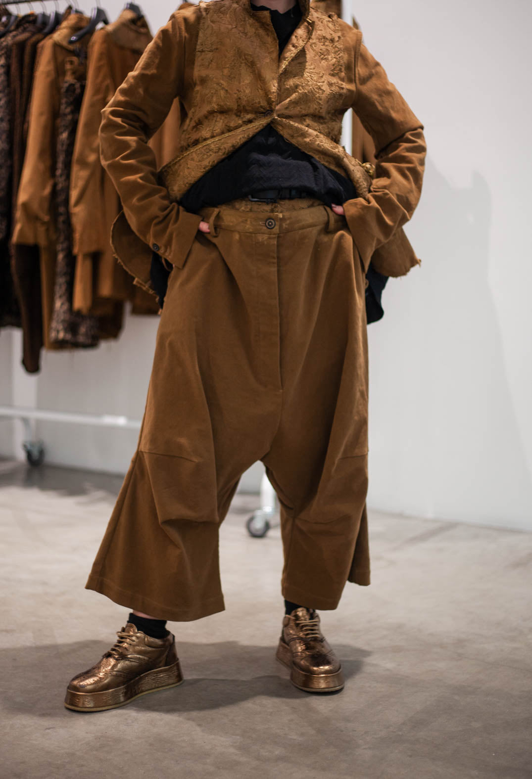 PRE-ORDER - Double Waistband Trousers in Gold - 1050103