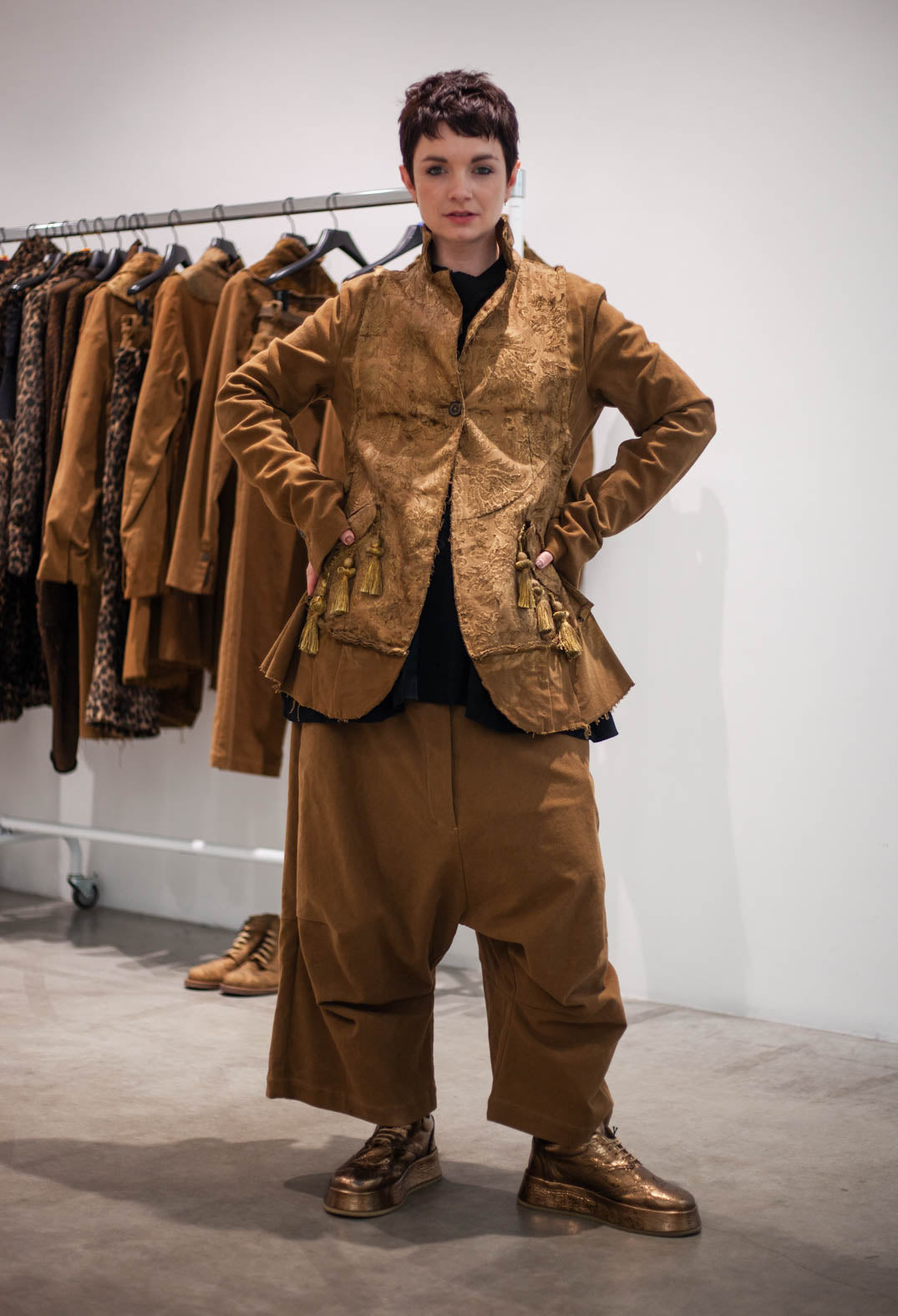 PRE-ORDER - Jacquard Front Jacket in Gold - 1051104