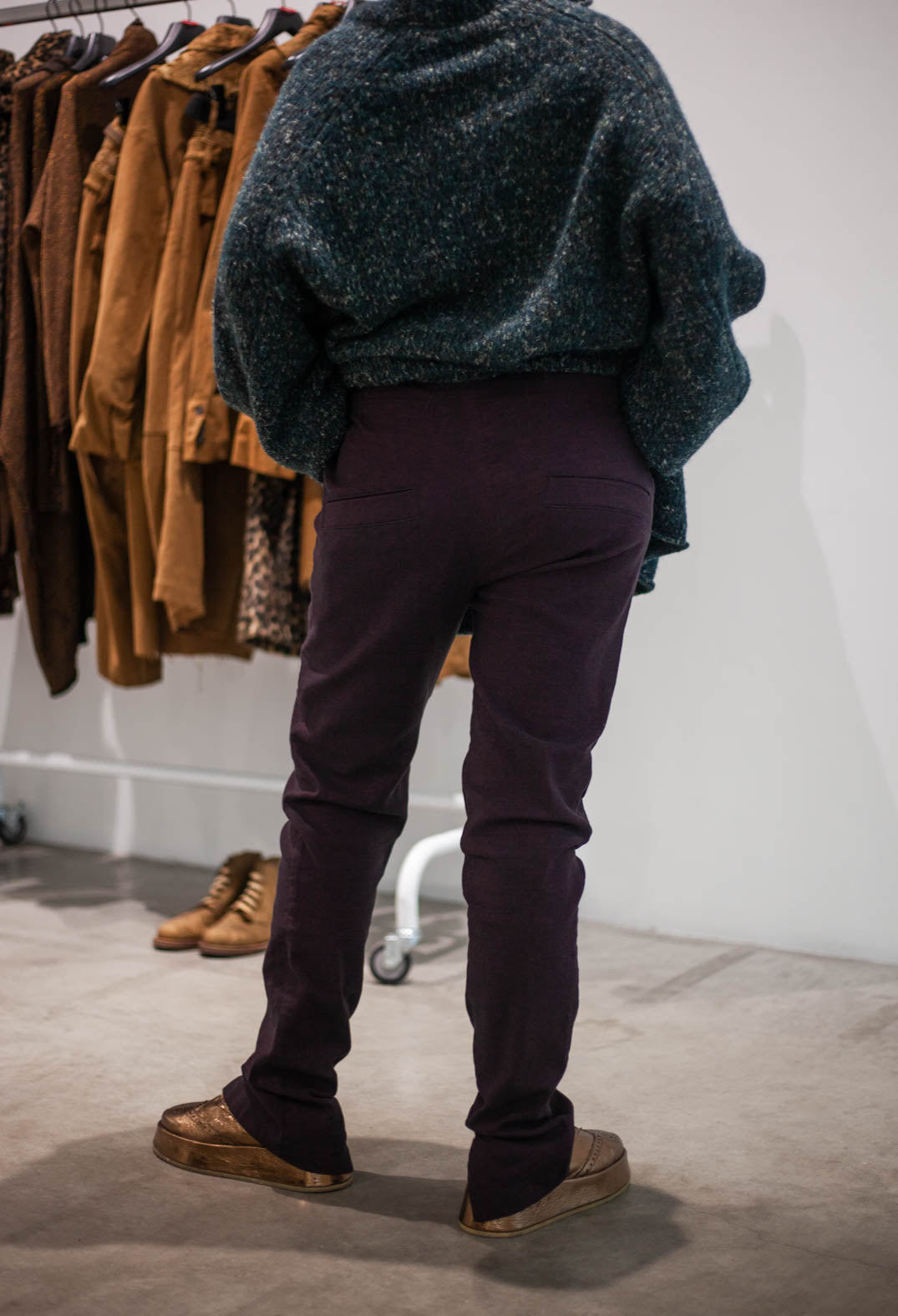 PRE-ORDER - Slim Leg Trousers in Purple Melange - 1060112