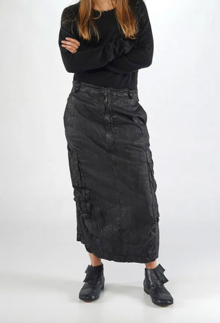 PRE-ORDER - Pencil Skirt with Pockets in Black Gloss - 1070304