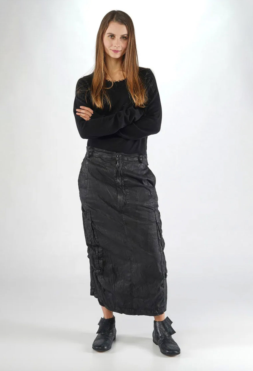 PRE-ORDER - Pencil Skirt with Pockets in Black Gloss - 1070304