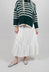 Embroidered Midi Skirt with Peplum in Chalk