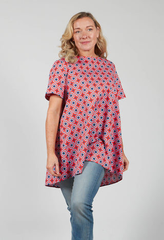 Printed Top with Pleated Back in Hibiscus