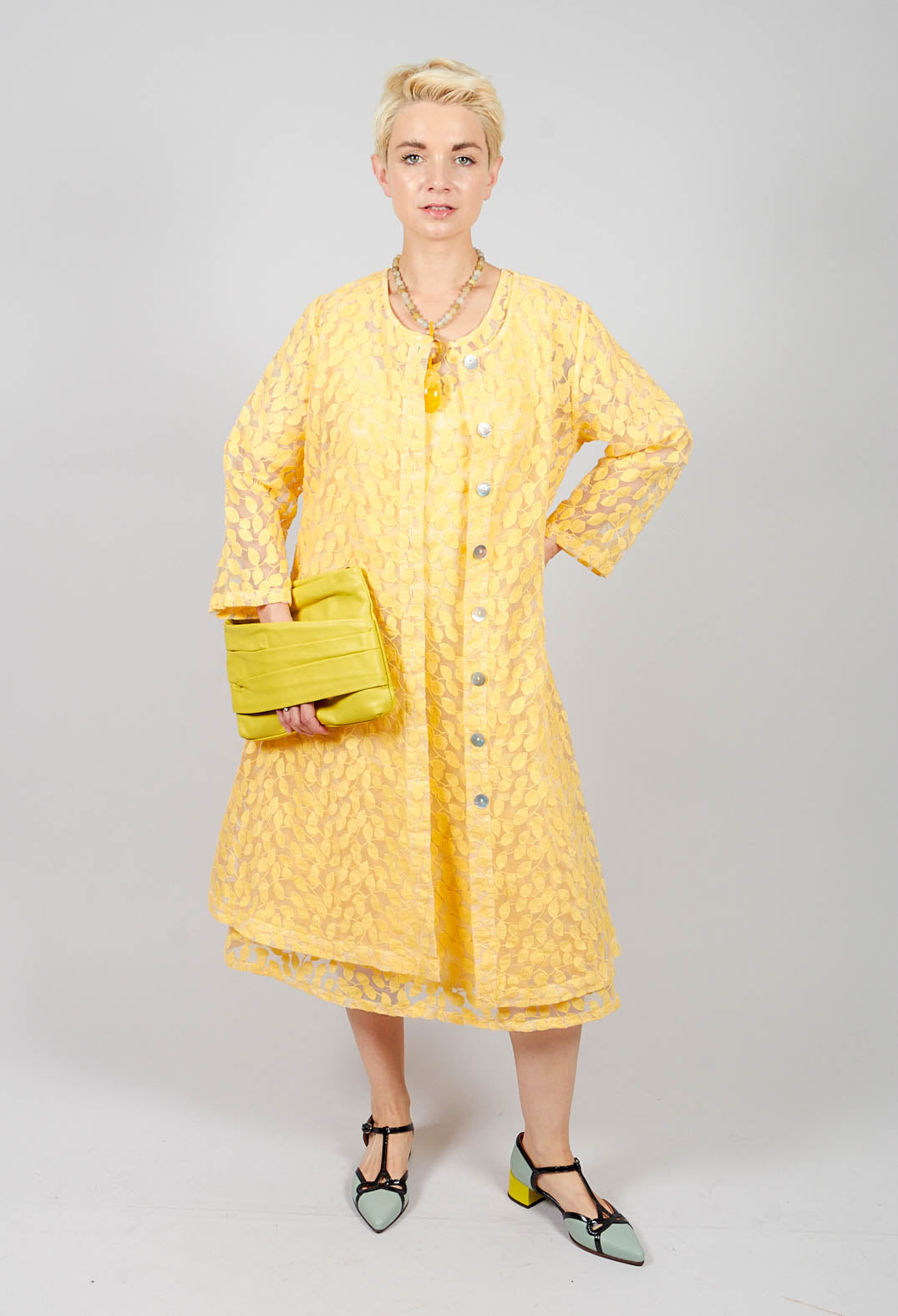 Double Layered Midi Dress with Print in Sorbet
