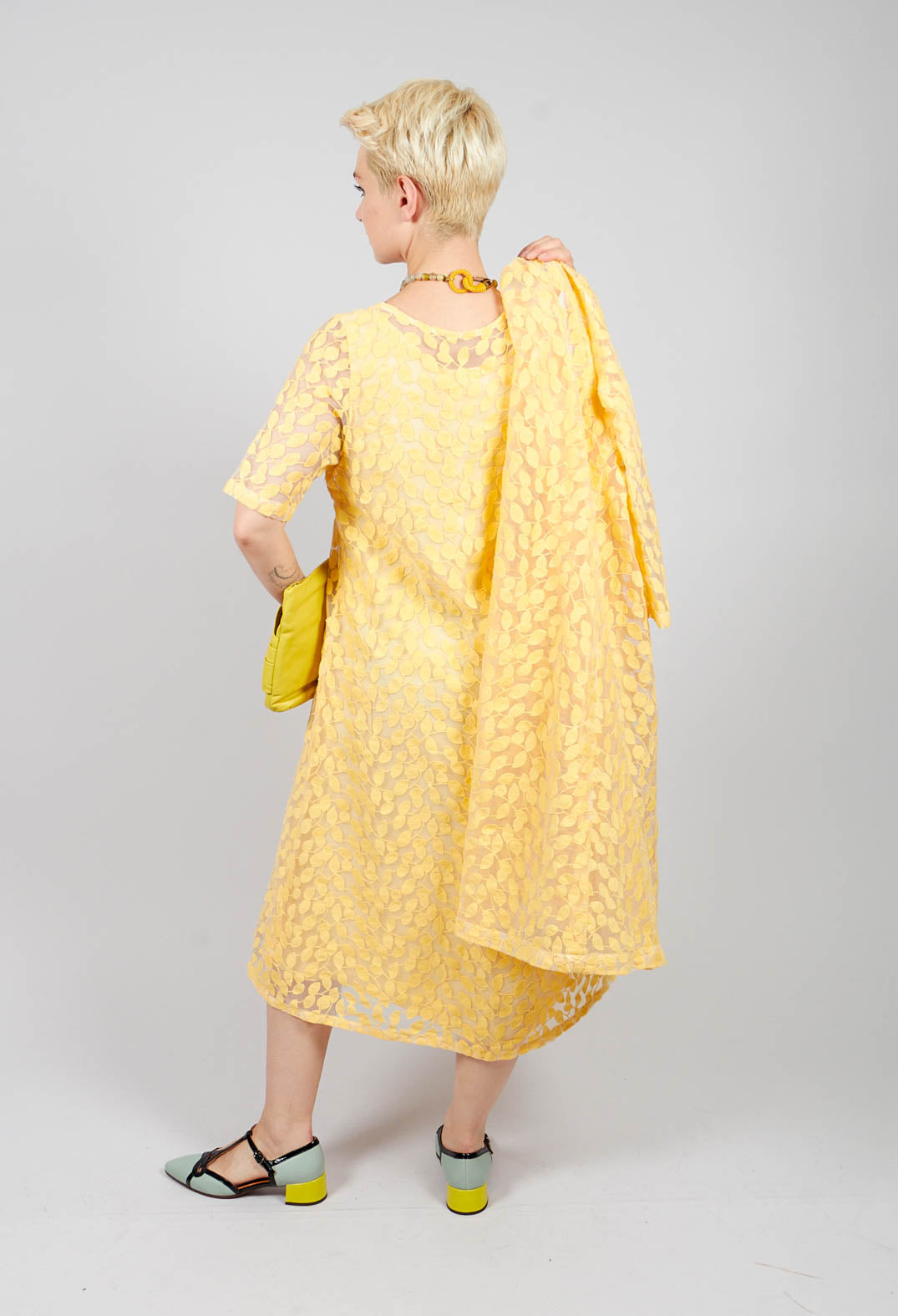 Double Layered Midi Dress with Print in Sorbet