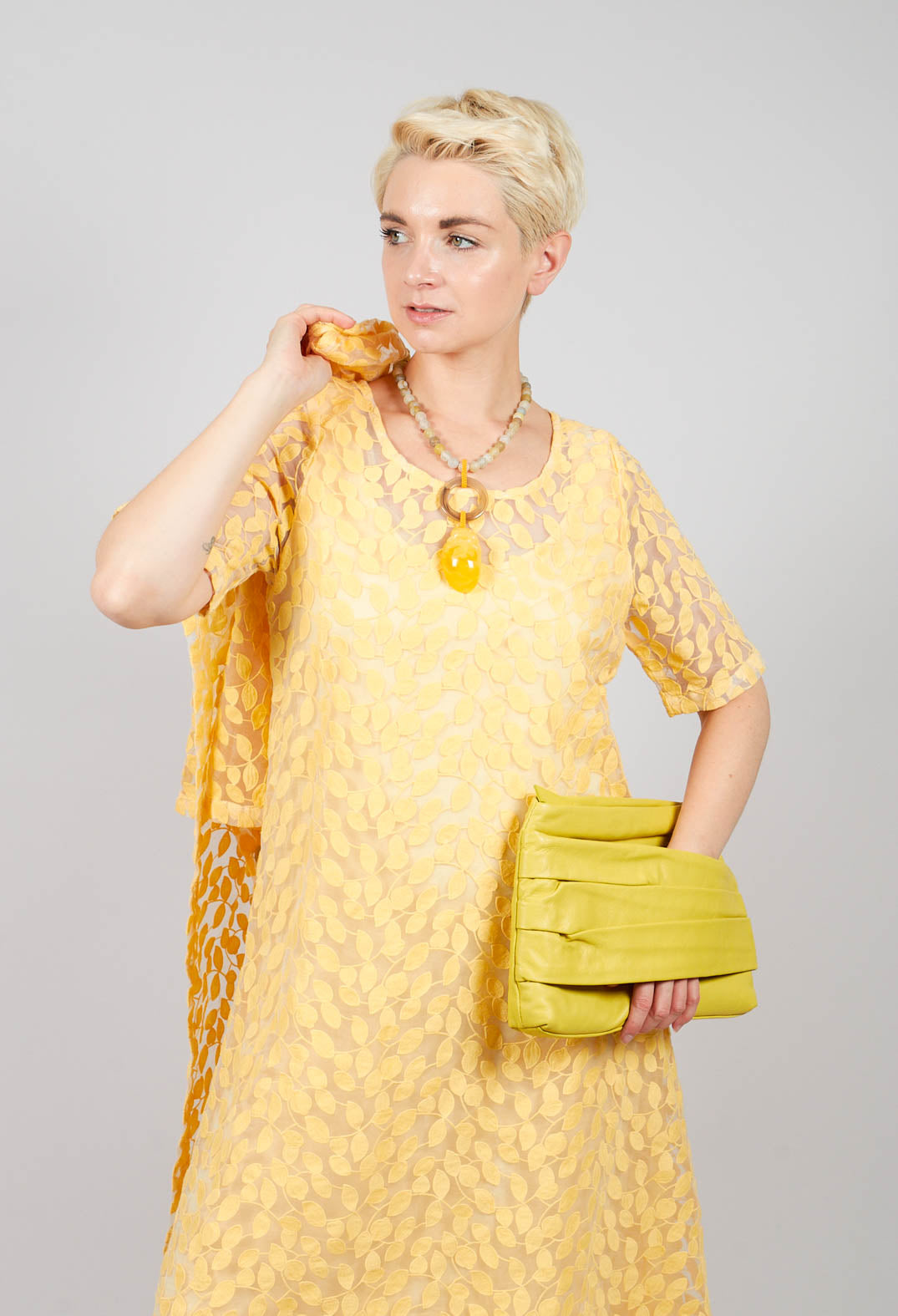 Double Layered Midi Dress with Print in Sorbet