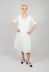 Double Layered Midi Dress with Print in White