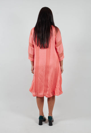 Sheer Striped Dress with Slip in Tangerine