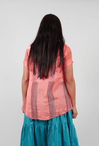 Sheer Striped Boxy Top in Tangerine