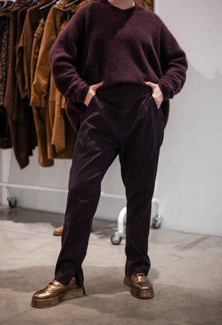PRE-ORDER - Pull On Slim Fit Trousers in Ginger Stripe (Pictured in Purple Stripe) - 1080102