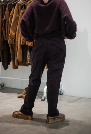 PRE-ORDER - Pull On Slim Fit Trousers in Ginger Stripe (Pictured in Purple Stripe) - 1080102