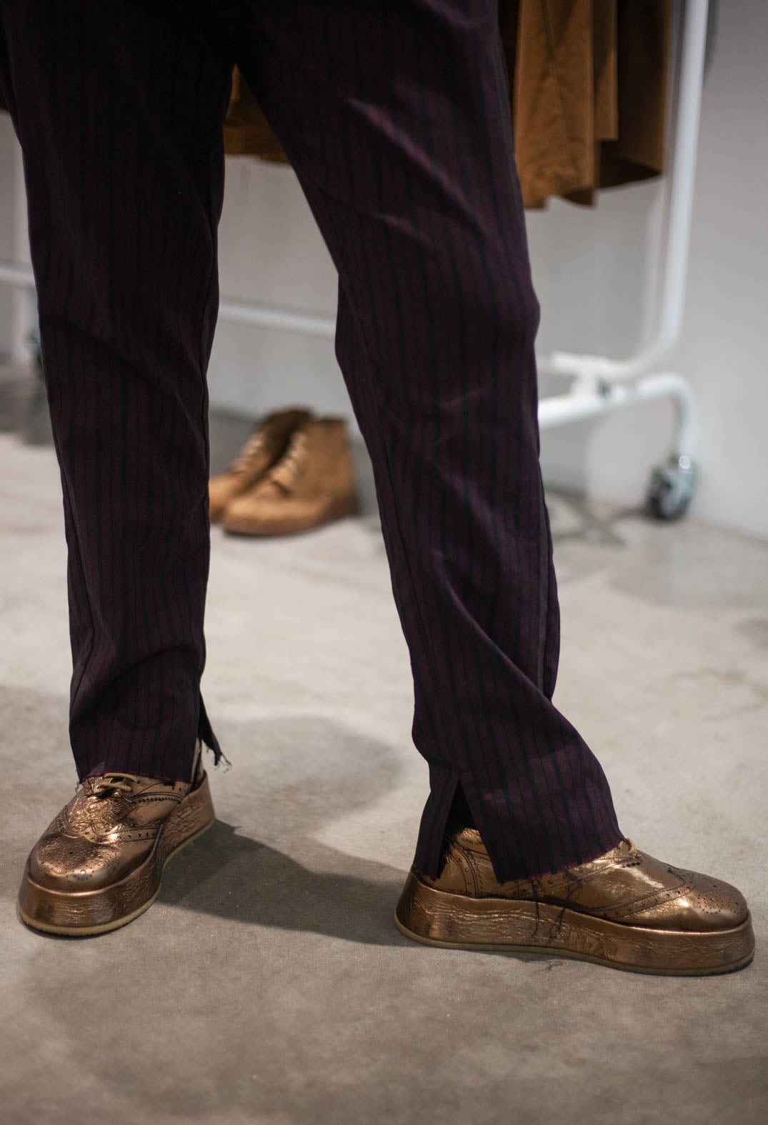 PRE-ORDER - Pull On Slim Fit Trousers in Ginger Stripe (Pictured in Purple Stripe) - 1080102