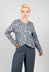 Printed Collarless Cropped Jacket in Charcoal